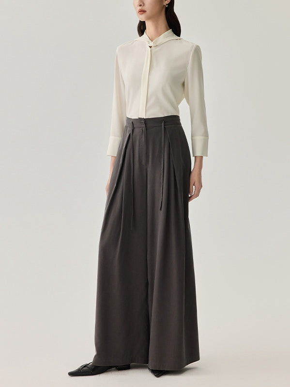 2025 Silk Wide-Leg Pants – High Waist, Flowy Fit