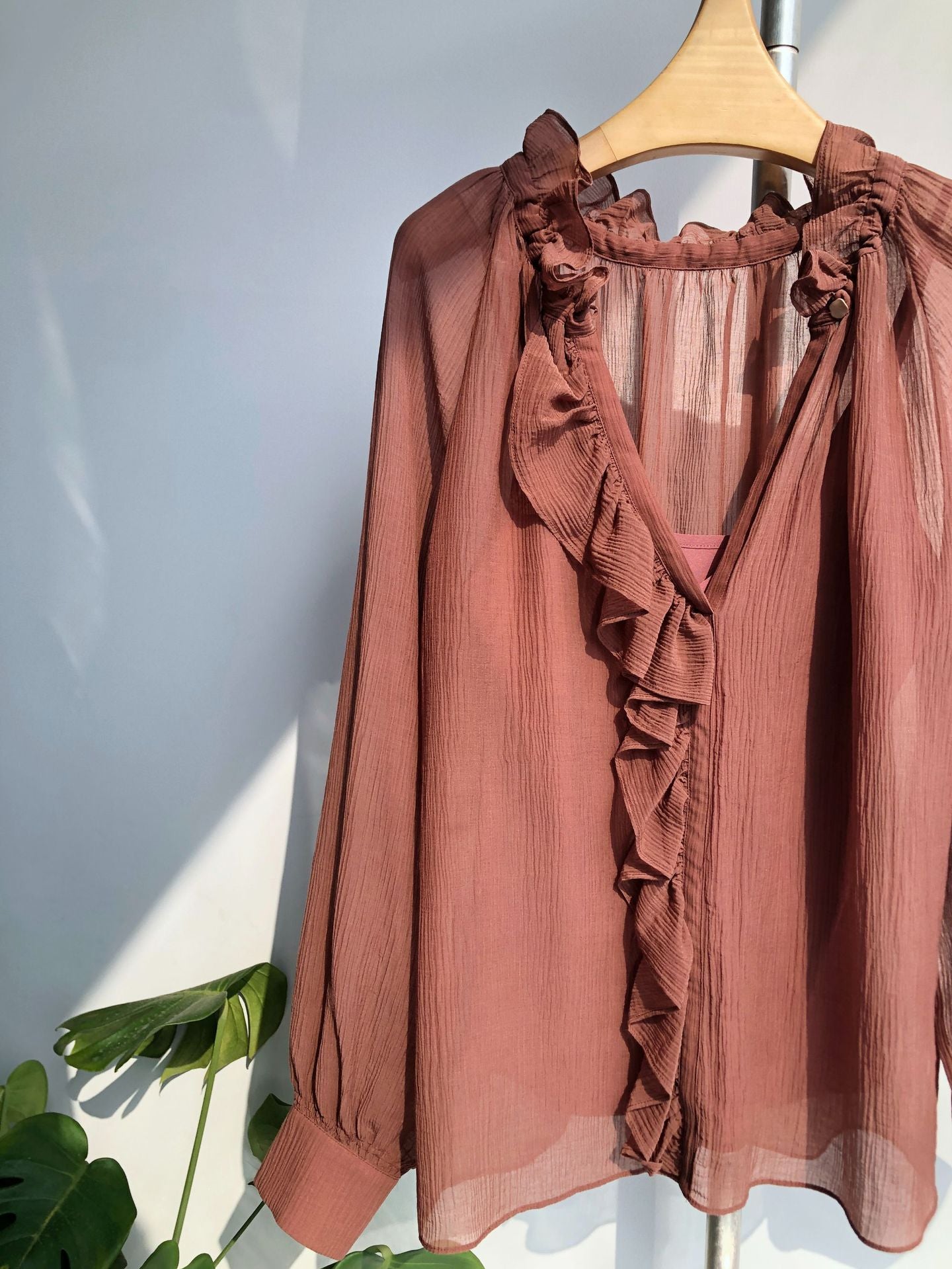 French Silk Crepe Blouse – V-Neck, with Camisole