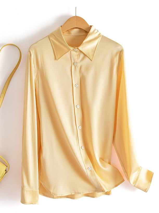 2025 Stretch Silk Shirt – Elegant Turn-Down Collar