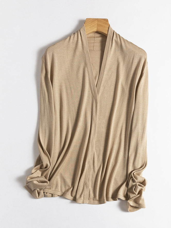2025 Mulberry Silk V-Neck Cardigan – Lightweight, Versatile for Women