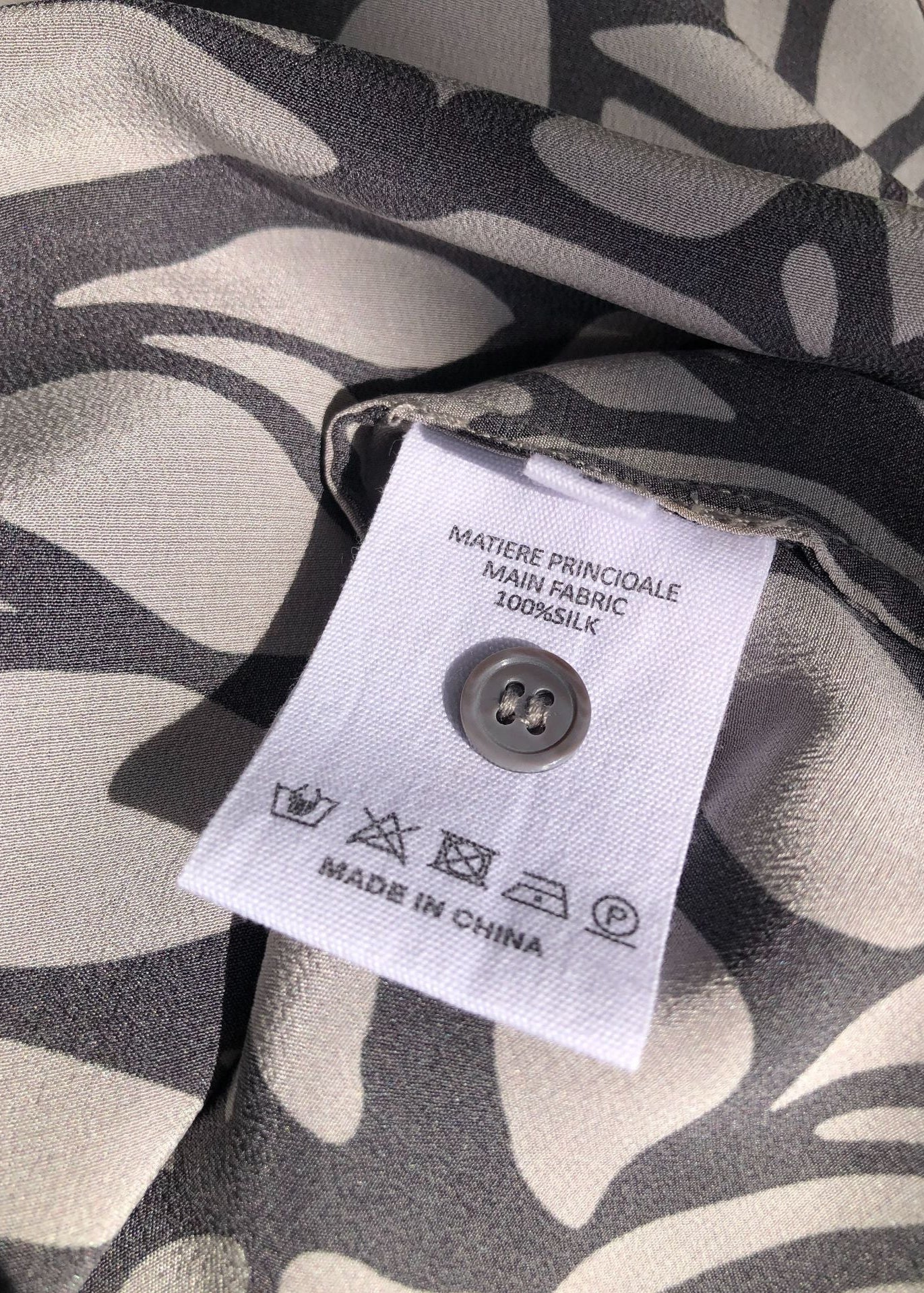 Sand-Washed Mulberry Silk Shirt with Hand-Drawn Woodgrain Print