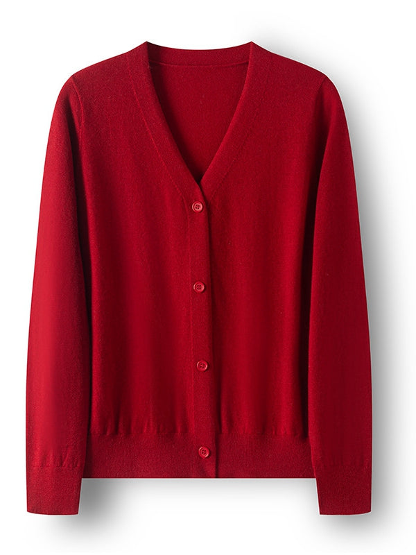 100% Wool V-Neck Cardigan โ Lightweight, Versatile, Button-Up