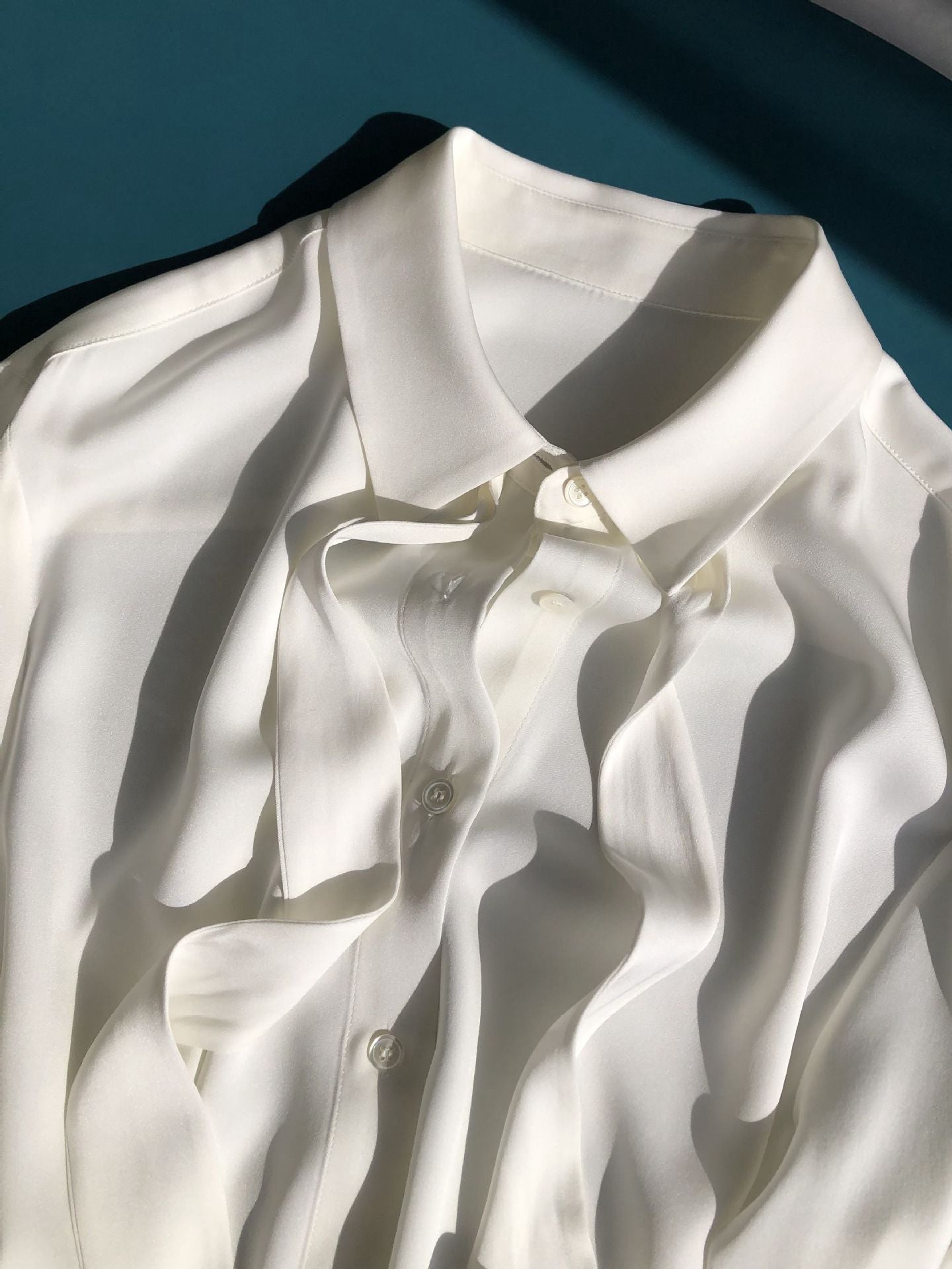 French Chic Silk Blouse | Soft Georgette & Elegant Bow Tie