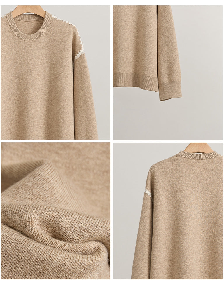 Women’s Wool-Blend Crewneck Sweater – Elegant Minimalist Style