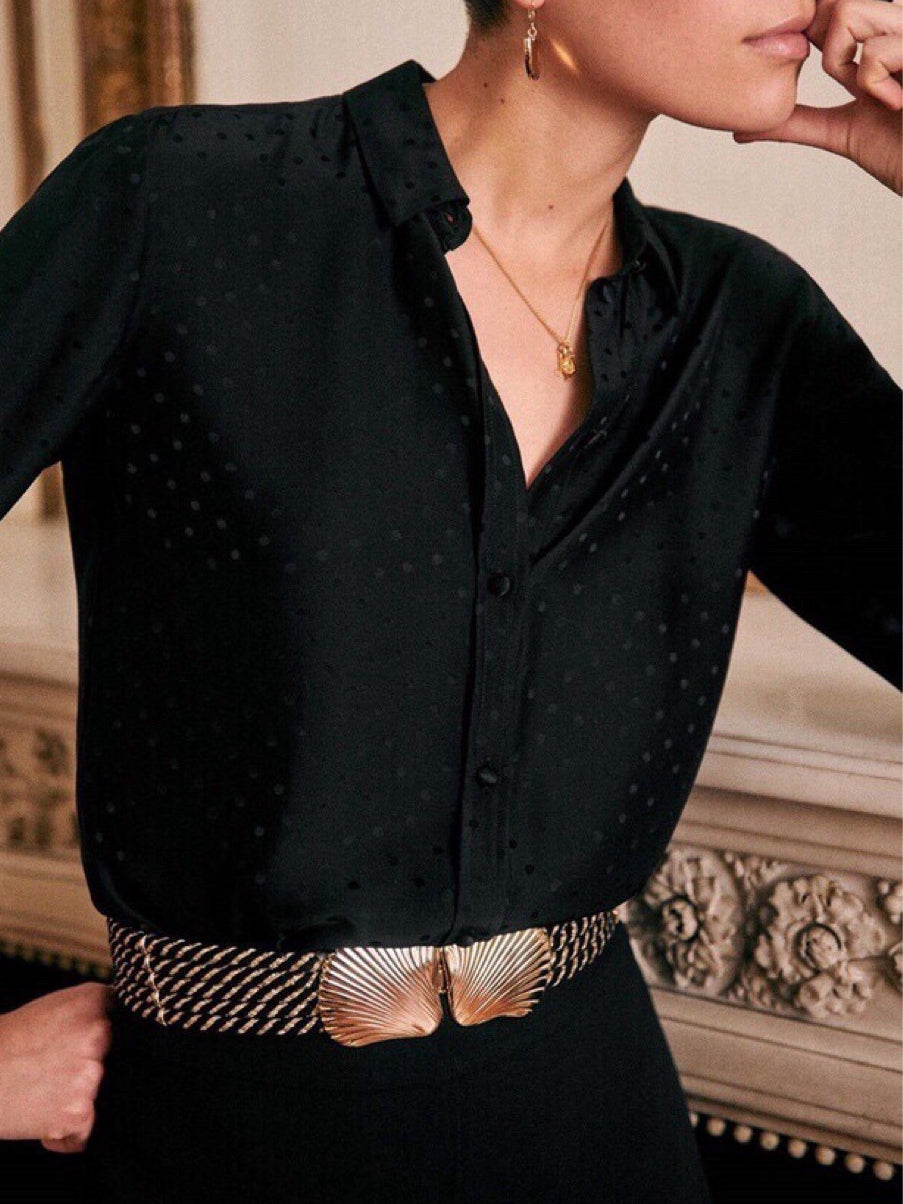 French Polka Dot Silk Jacquard Shirt – Relaxed Fit