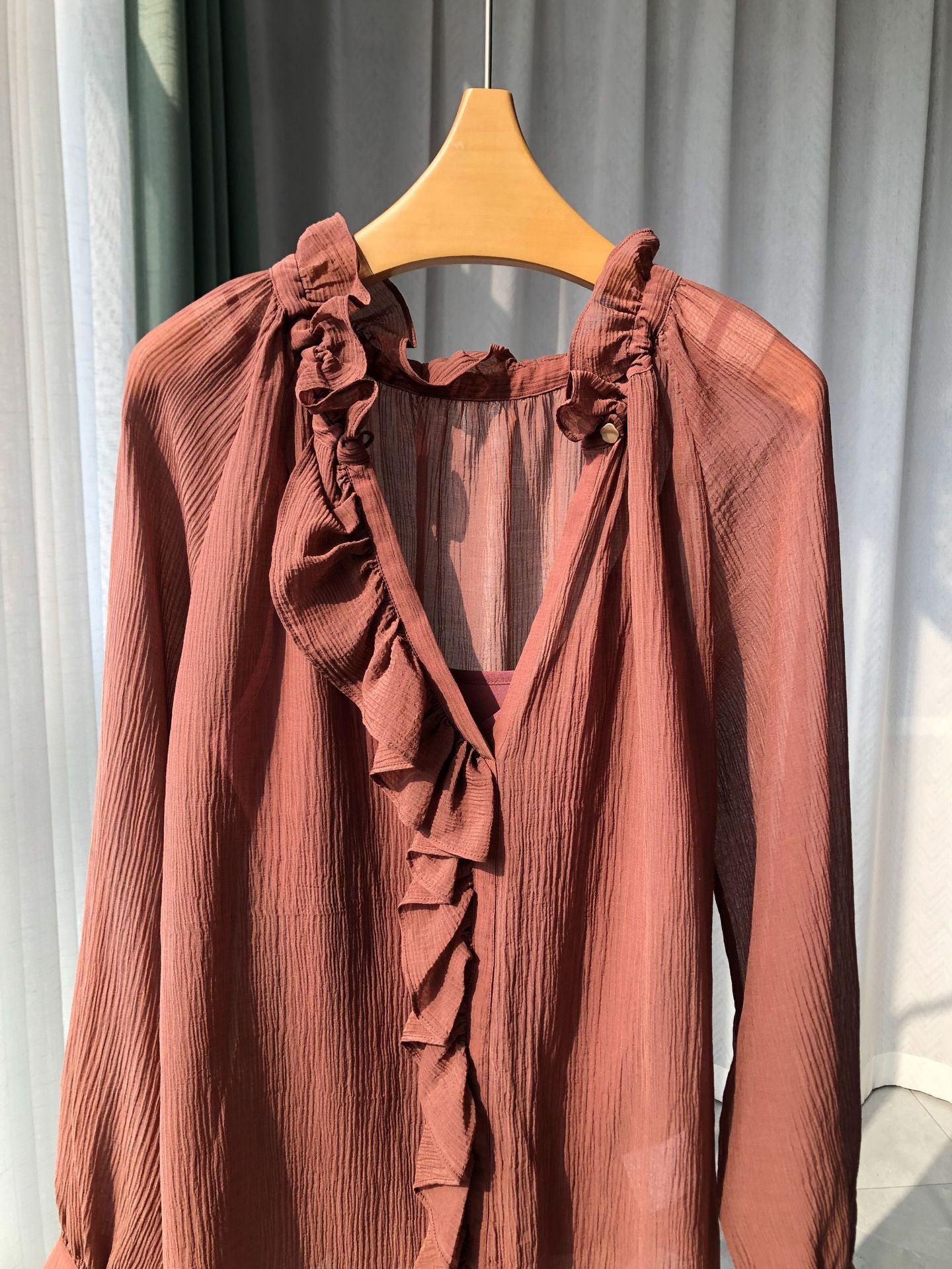 French Silk Crepe Blouse – V-Neck, with Camisole