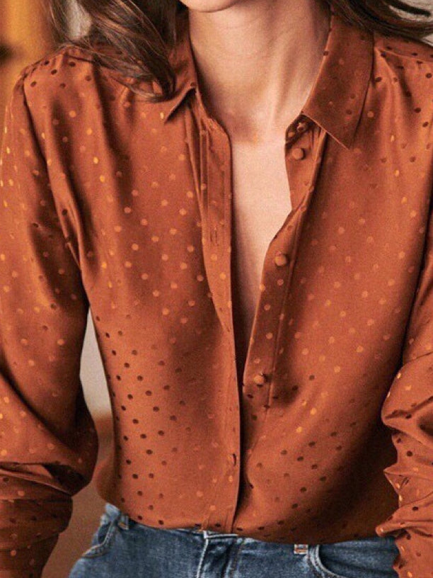 French Polka Dot Silk Jacquard Shirt – Relaxed Fit
