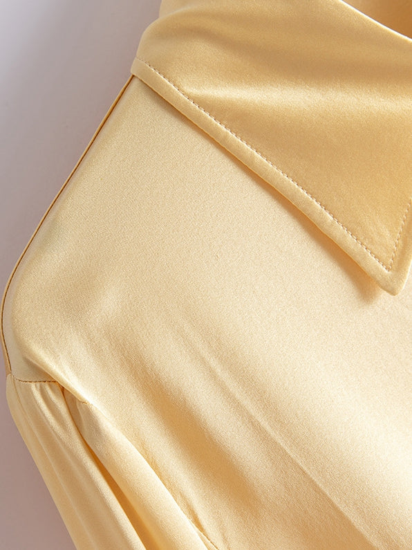 2025 Stretch Silk Shirt – Elegant Turn-Down Collar