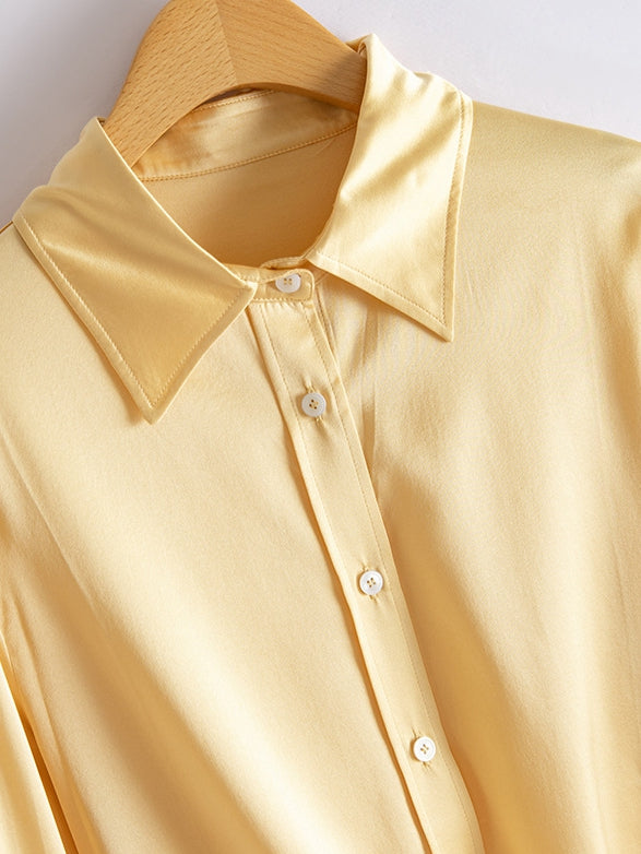 2025 Stretch Silk Shirt – Elegant Turn-Down Collar