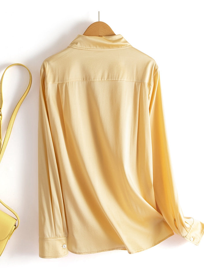 2025 Stretch Silk Shirt – Elegant Turn-Down Collar