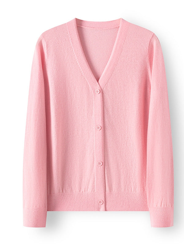 100% Wool V-Neck Cardigan โ Lightweight, Versatile, Button-Up