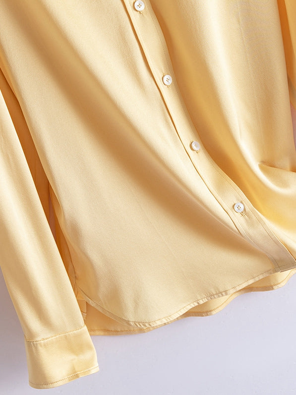 2025 Stretch Silk Shirt – Elegant Turn-Down Collar