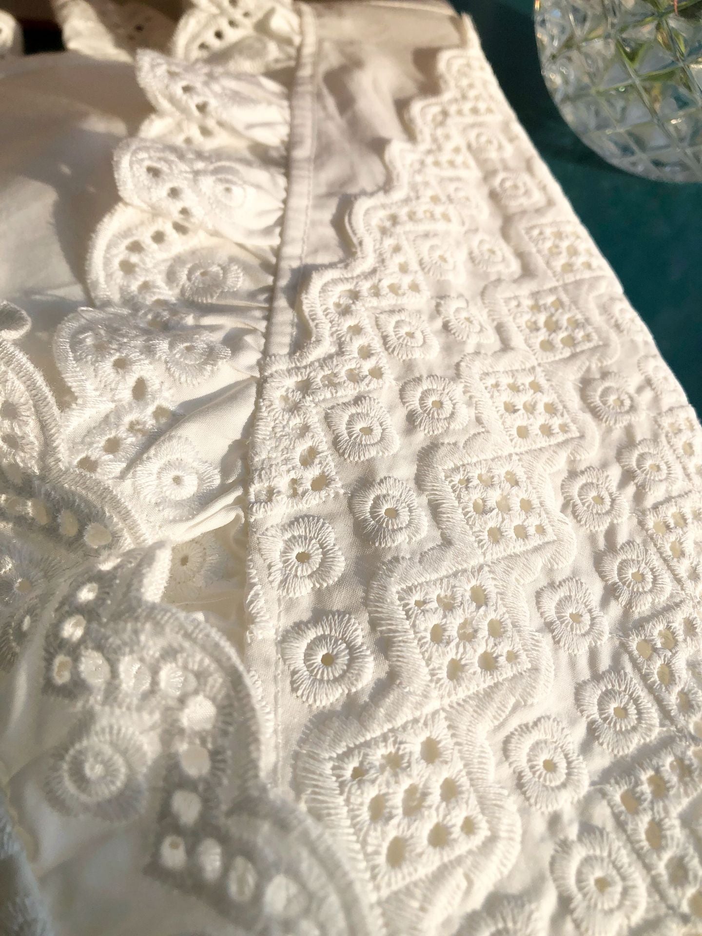 2025 Lace Embroidered V-Neck Cotton Blouse โ French Elegance