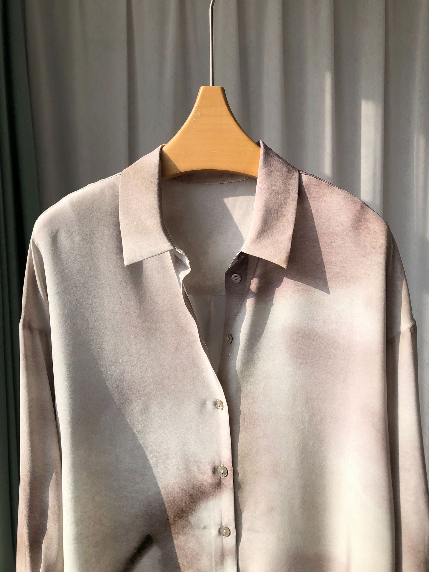 Ink-Wash Gradient Silk Shirt – Oversized, Mulberry Silk