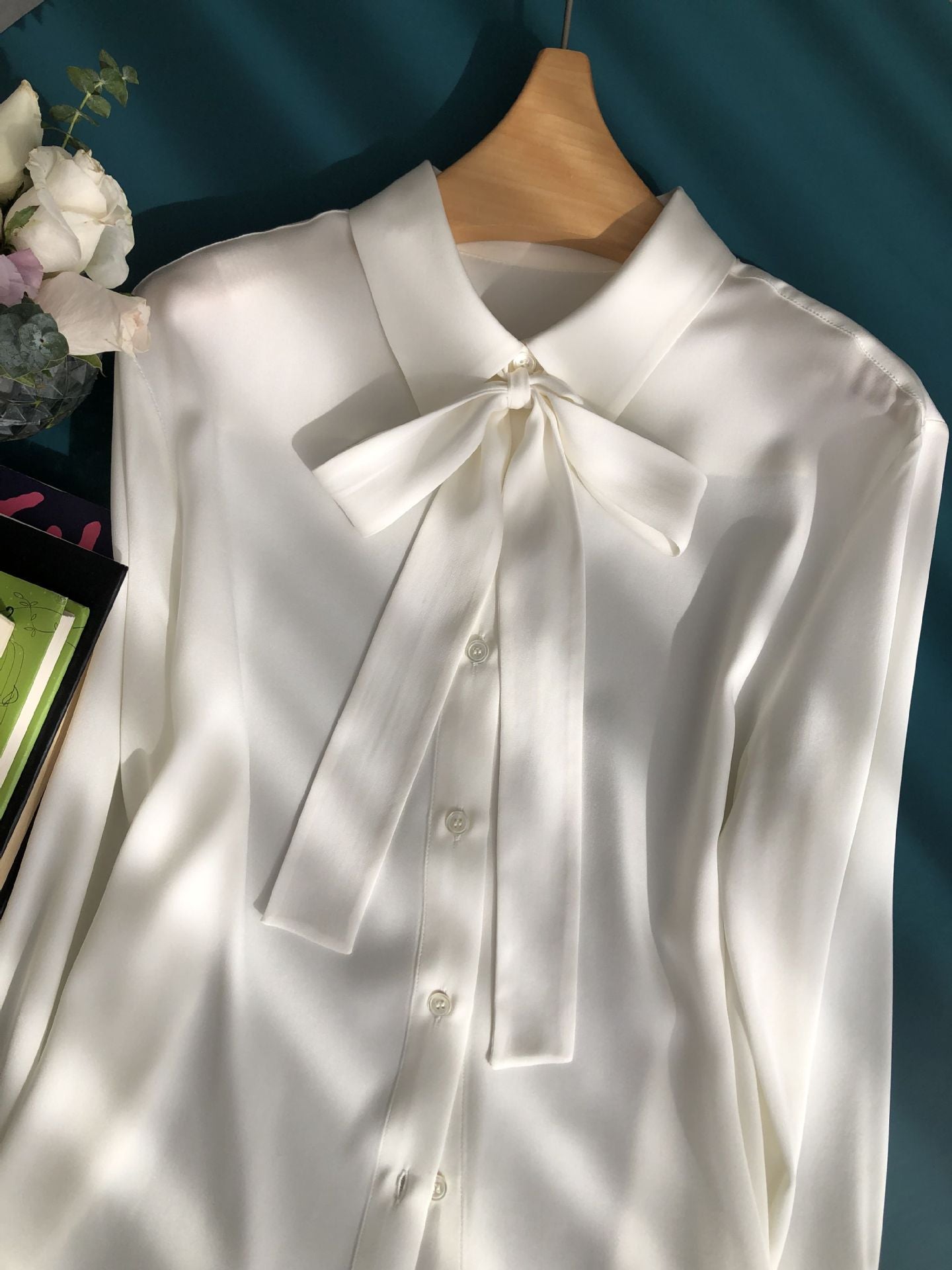 French Chic Silk Blouse | Soft Georgette & Elegant Bow Tie