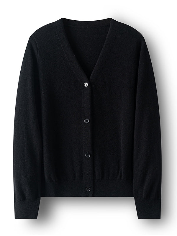 100% Wool V-Neck Cardigan โ Lightweight, Versatile, Button-Up