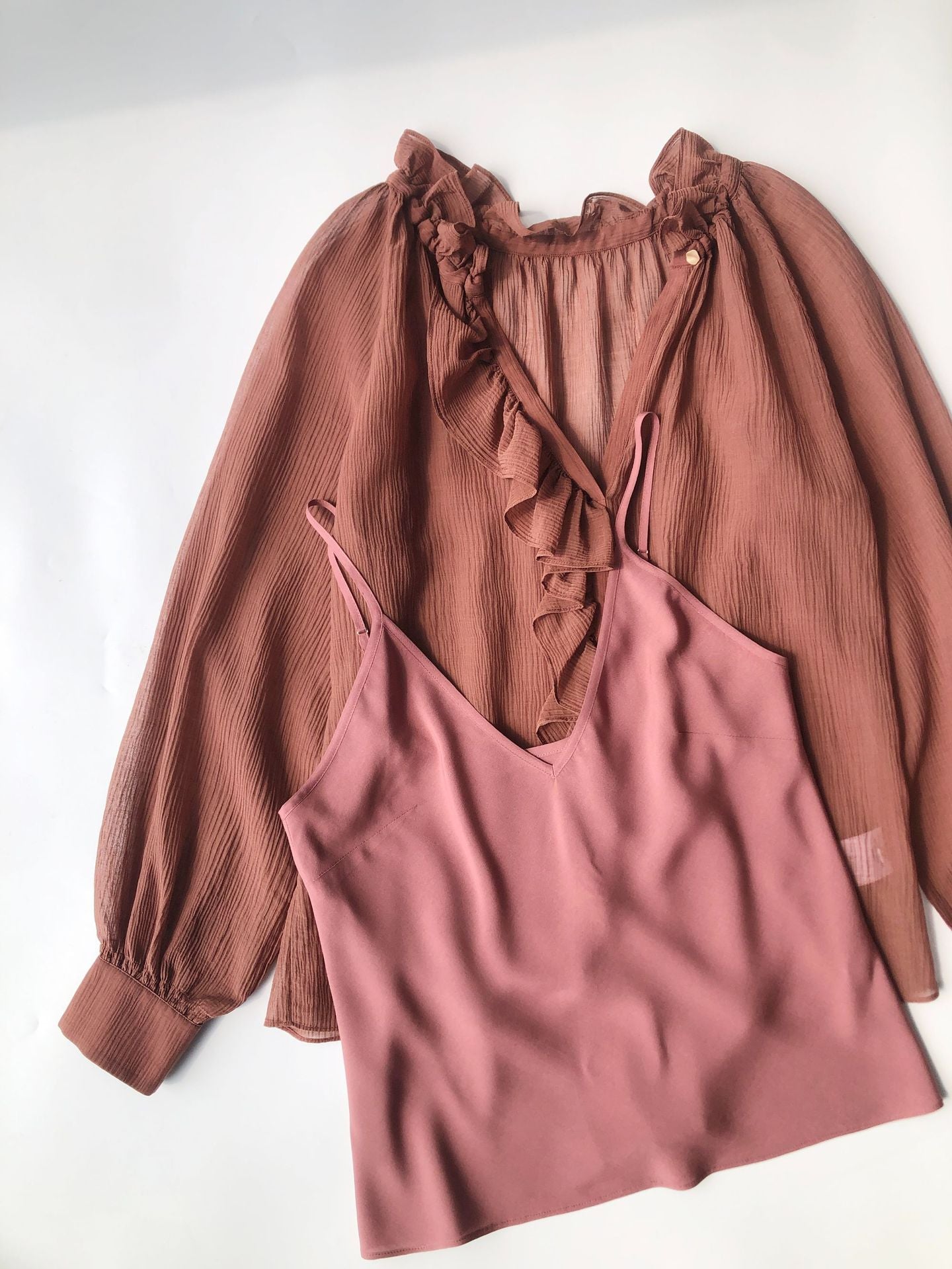French Silk Crepe Blouse – V-Neck, with Camisole