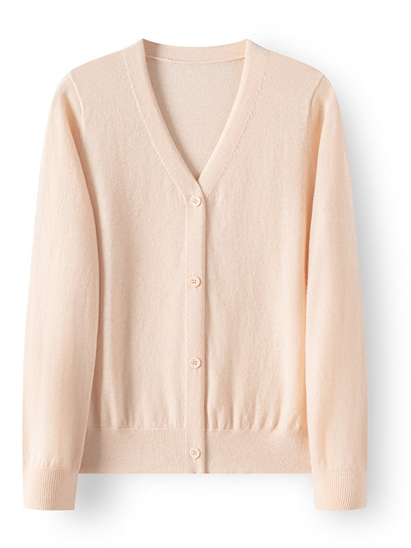 100% Wool V-Neck Cardigan โ Lightweight, Versatile, Button-Up