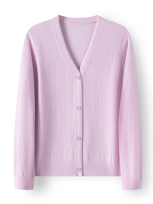 100% Wool V-Neck Cardigan โ Lightweight, Versatile, Button-Up