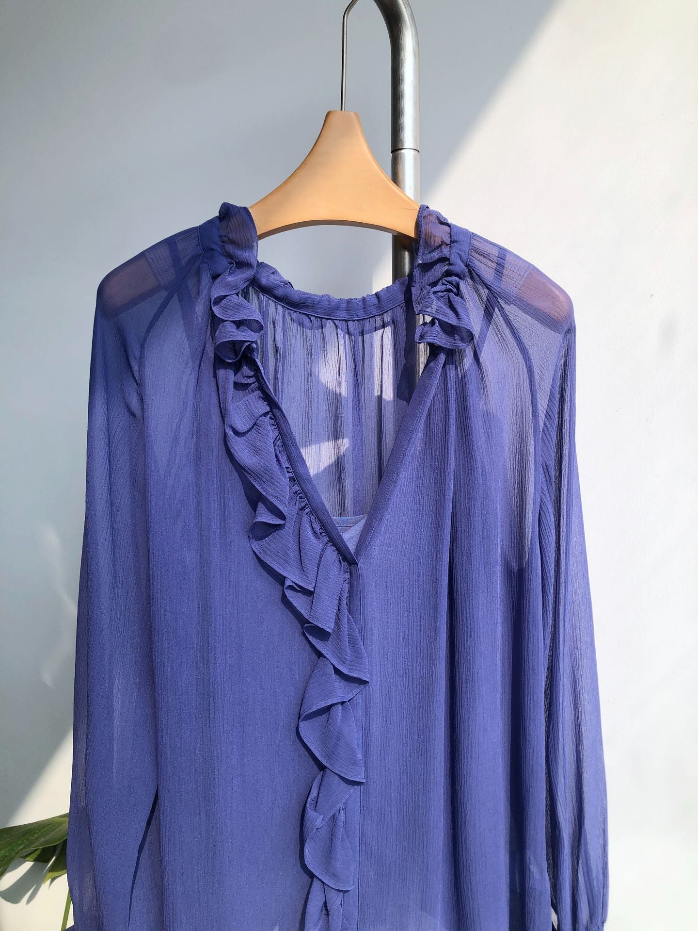 French Silk Crepe Blouse – V-Neck, with Camisole