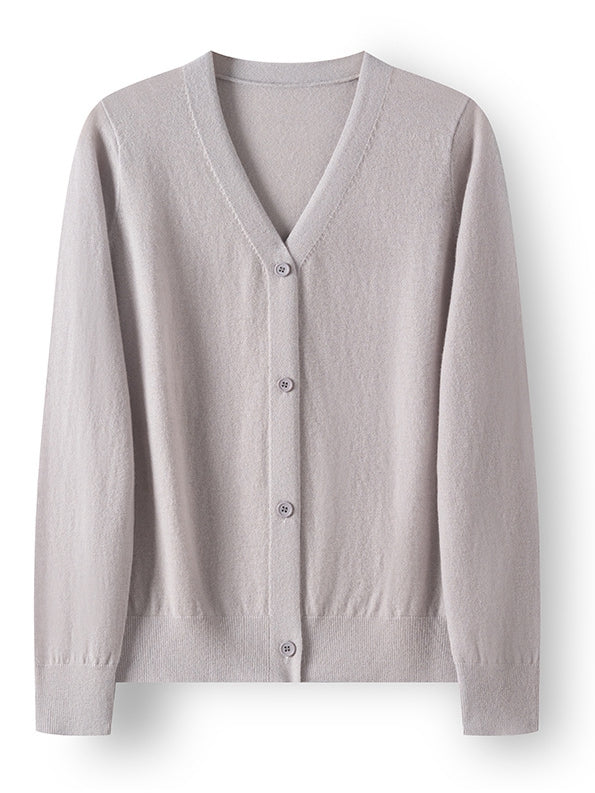 100% Wool V-Neck Cardigan โ Lightweight, Versatile, Button-Up