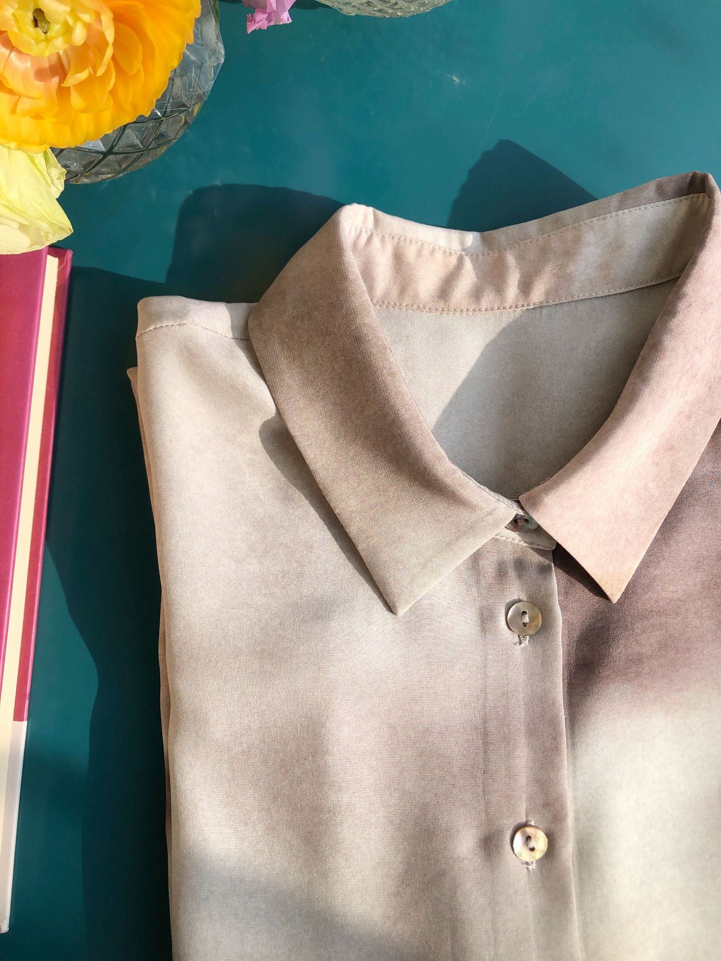 Ink-Wash Gradient Silk Shirt – Oversized, Mulberry Silk