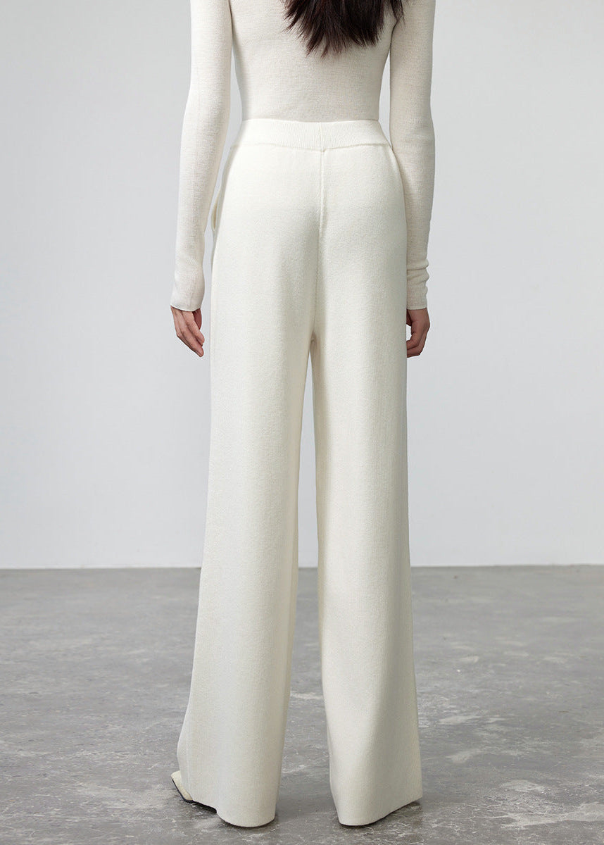 Machine-Washable Wool Blend Wide-Leg Pants