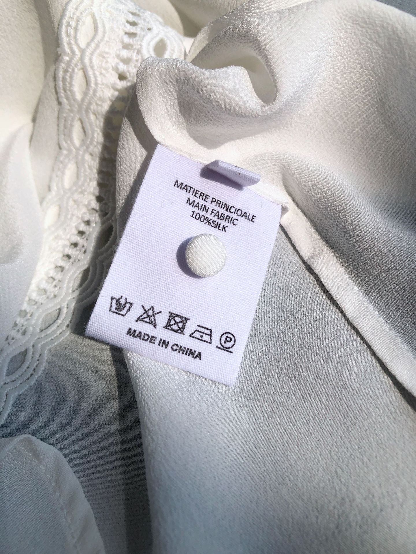 French Washed Silk Blouse – Lace Trim, Elegant Chic