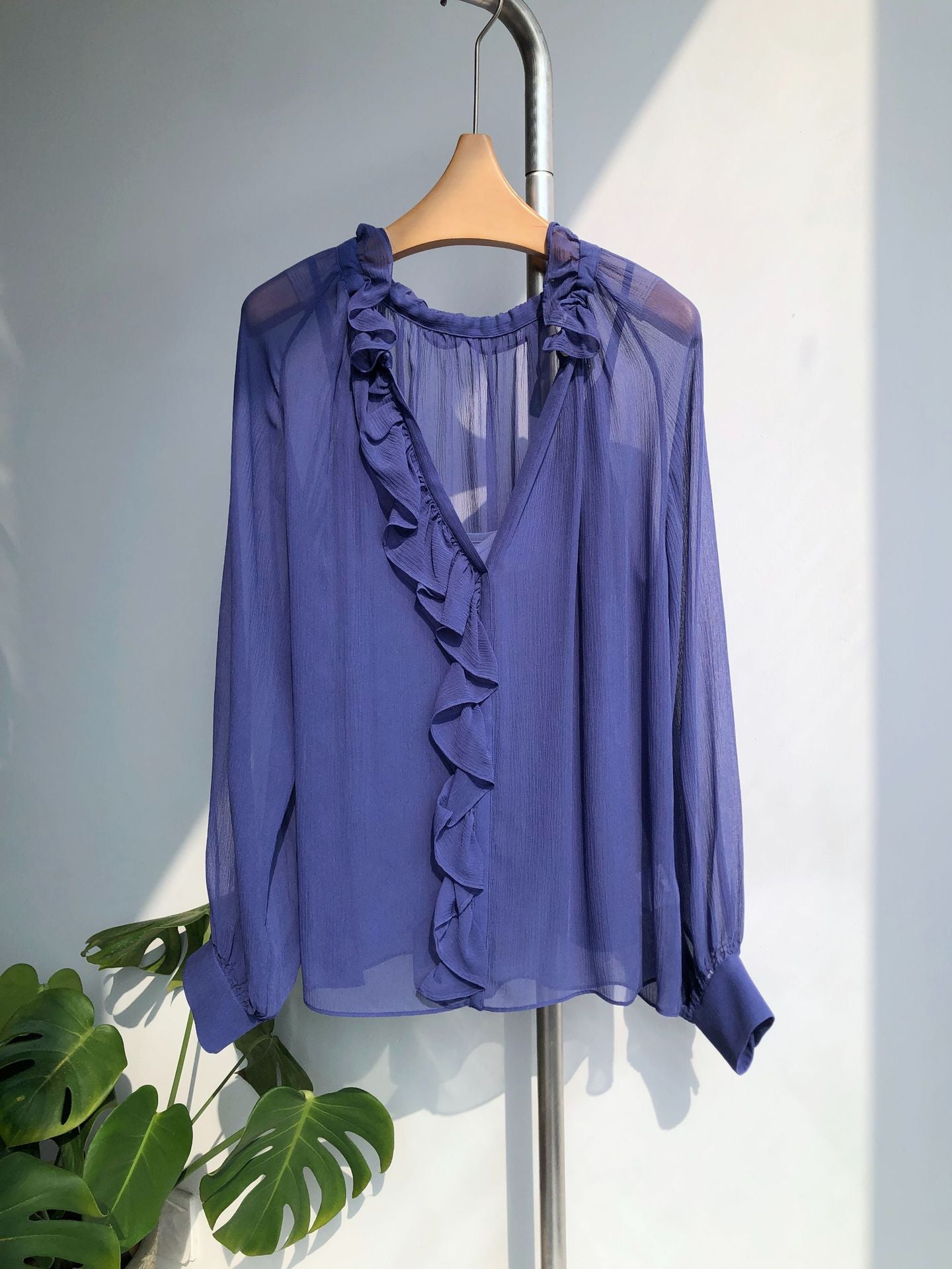 French Silk Crepe Blouse – V-Neck, with Camisole