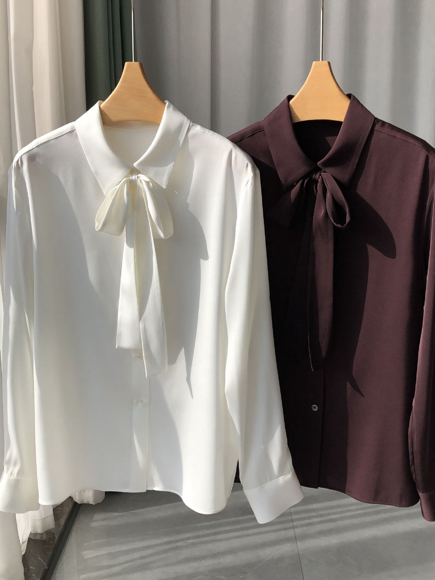 French Chic Silk Blouse | Soft Georgette & Elegant Bow Tie