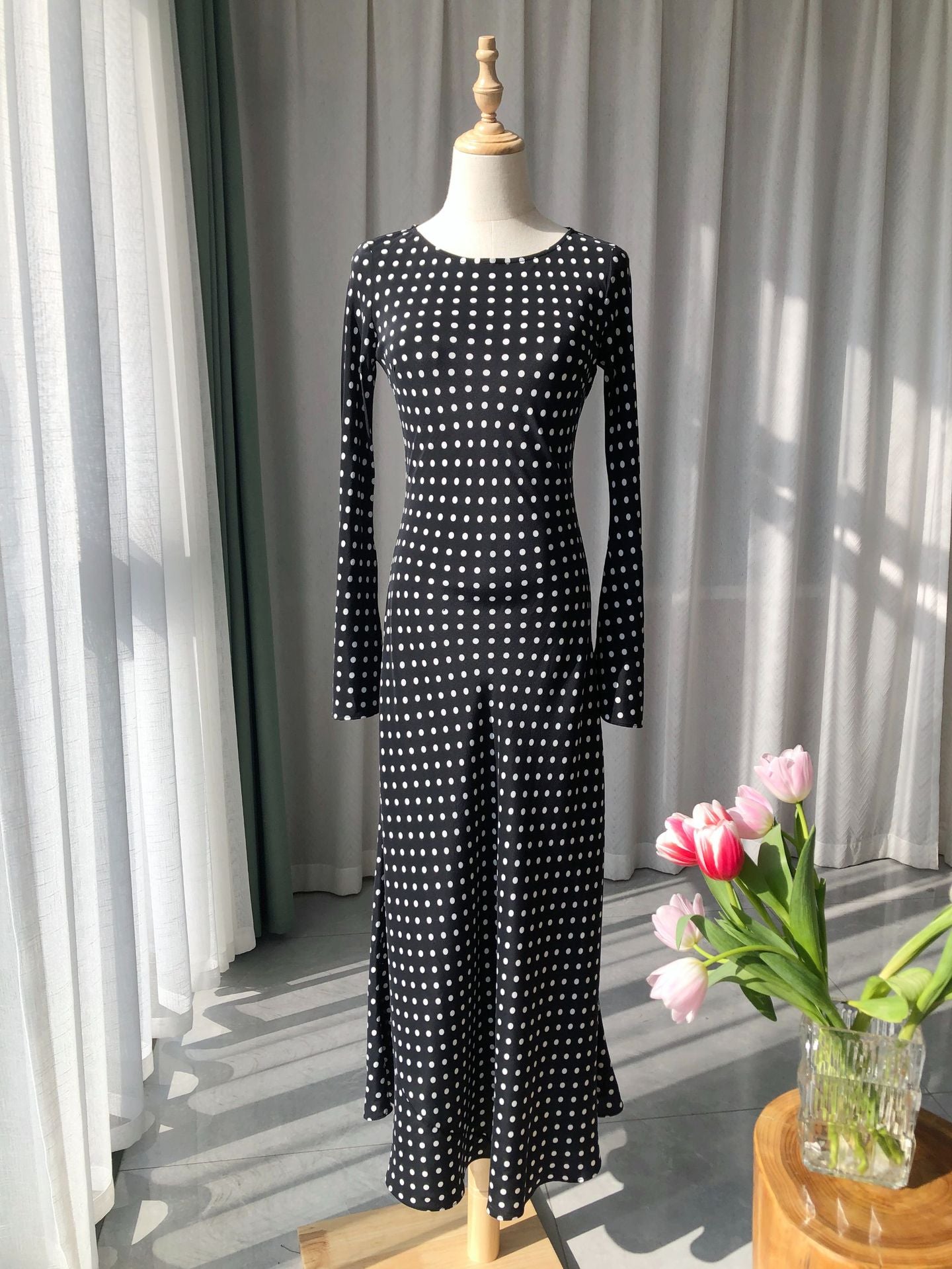 Luxury Washed Silk Dress | Flared Sleeves & Flowing Bias Cut