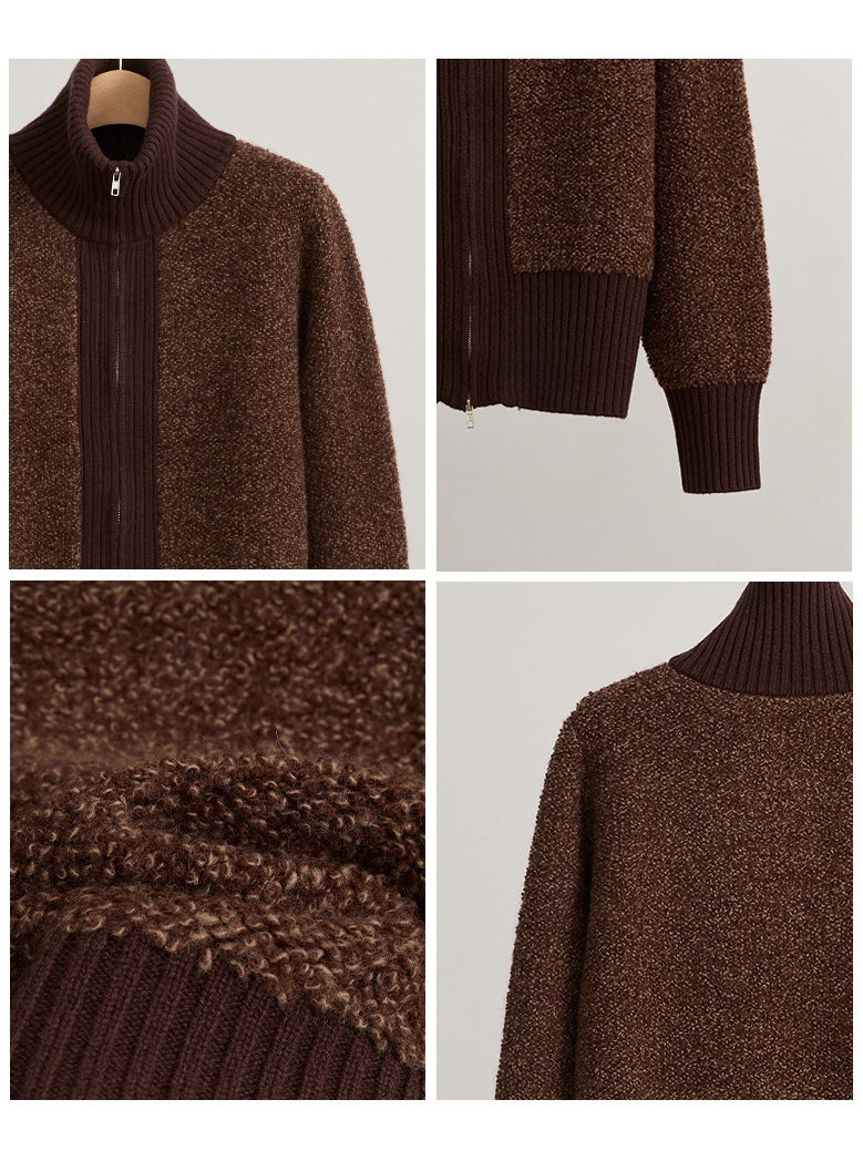 100% Wool Double-Zip Knit Jacket – Warm & Structured