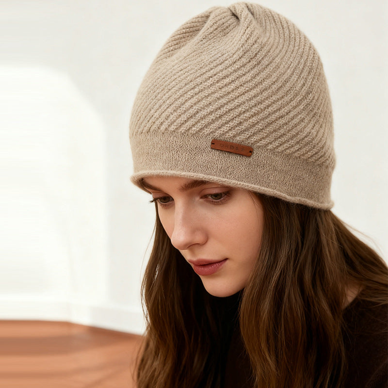 100% Cashmere Wool Warm Knitted Beanie for Women 25 Autumn Winter