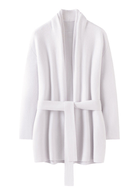 Women’s 100% Cashmere Mid-Length Knit Cardigan Coat