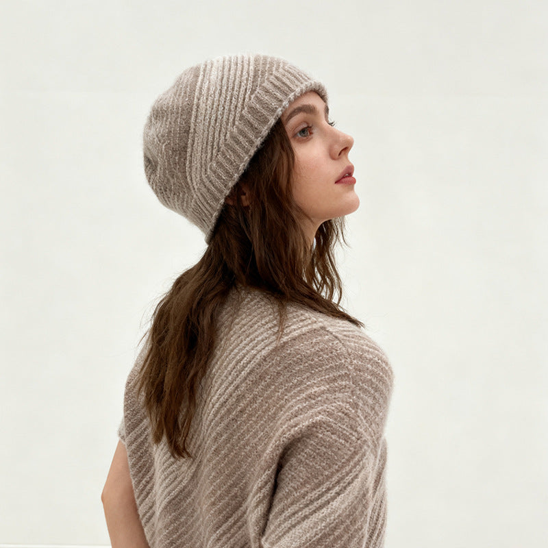 100% Cashmere Wool Warm Knitted Beanie for Women 25 Autumn Winter