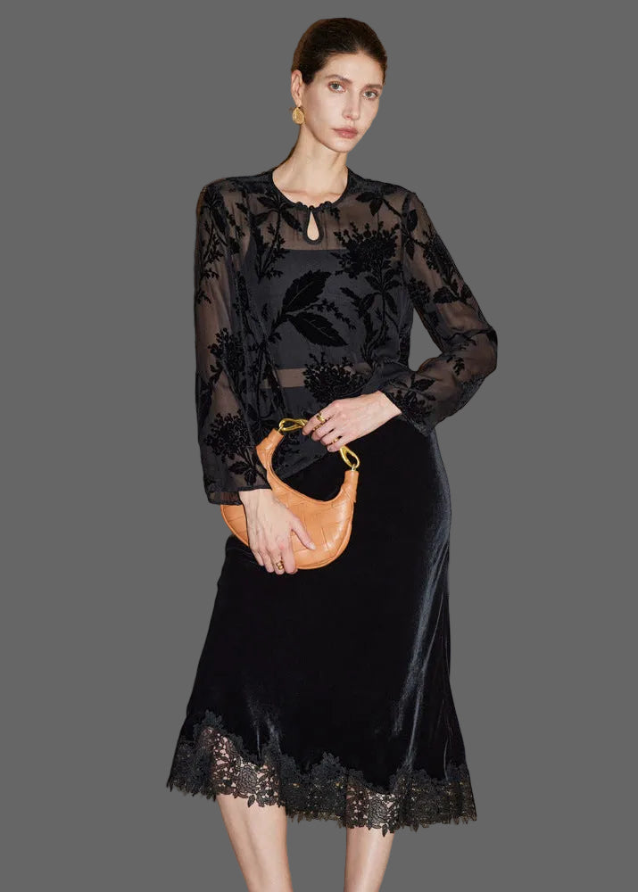 Mulberry Silk Midi Skirt – Elegant Mid-Length Skirt