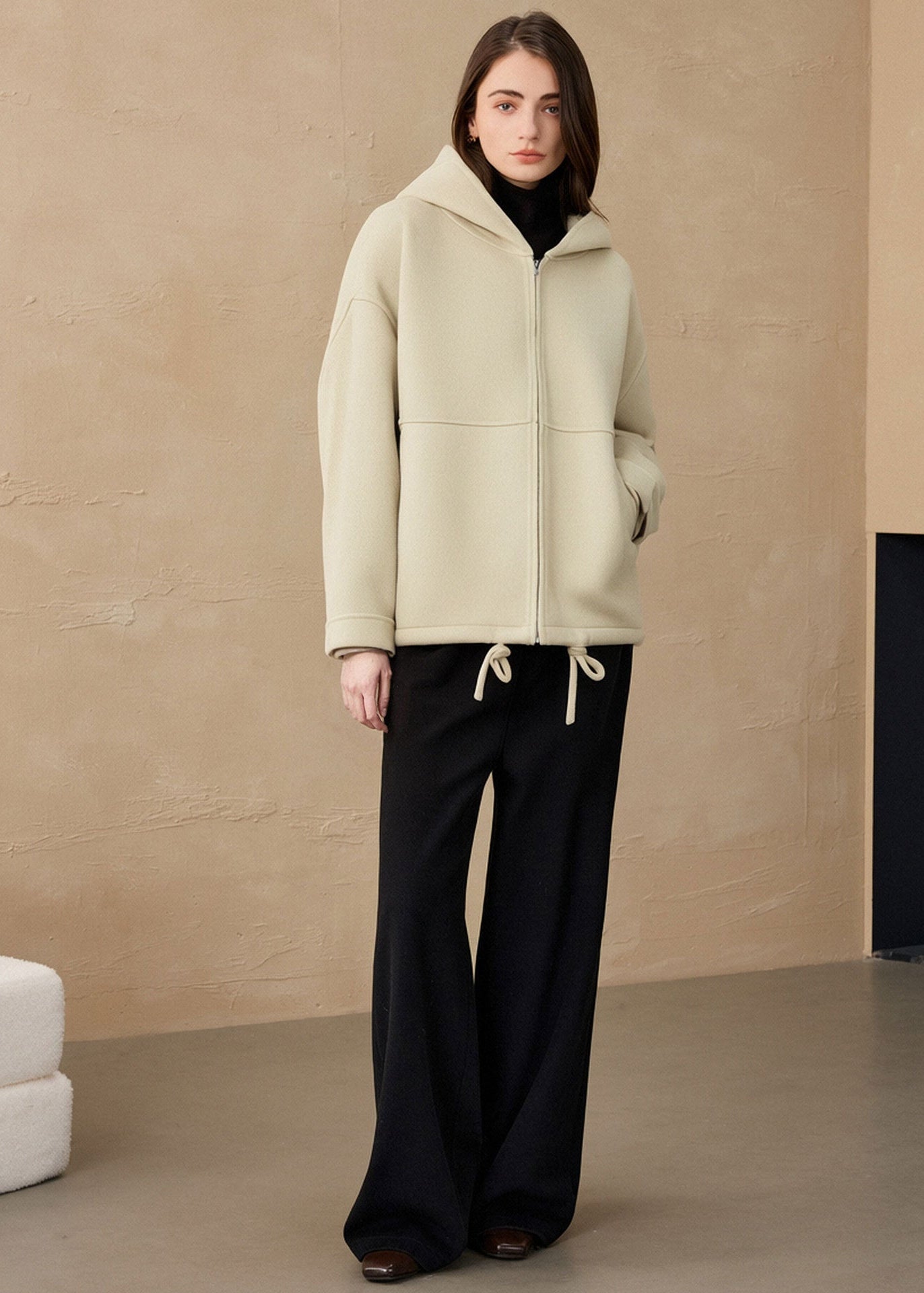 Women’s Double-Sided Wool Hooded Pullover – Mulberry Silk