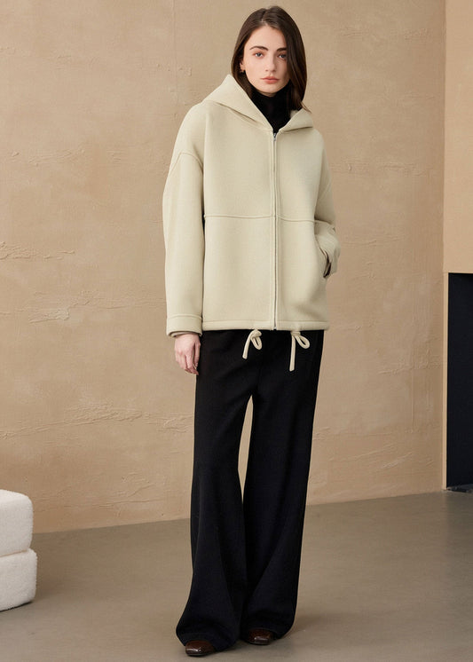 Women’s Double-Sided Wool Hooded Pullover – Mulberry Silk