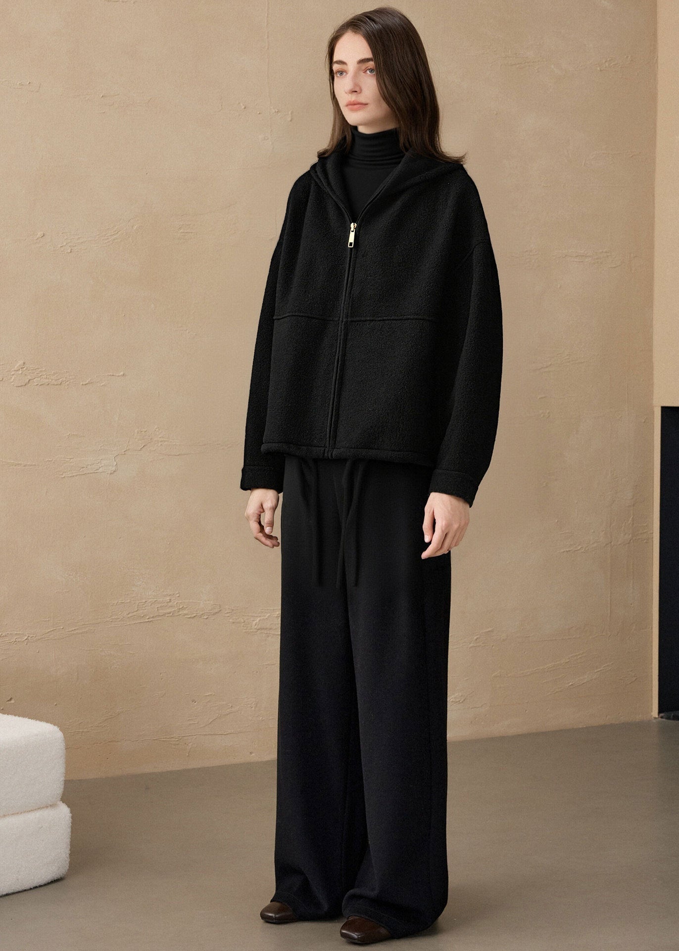 Women’s Double-Sided Wool Hooded Pullover – Mulberry Silk