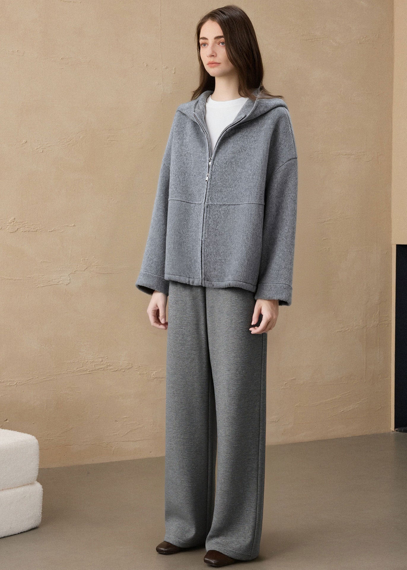 Women’s Double-Sided Wool Hooded Pullover – Mulberry Silk