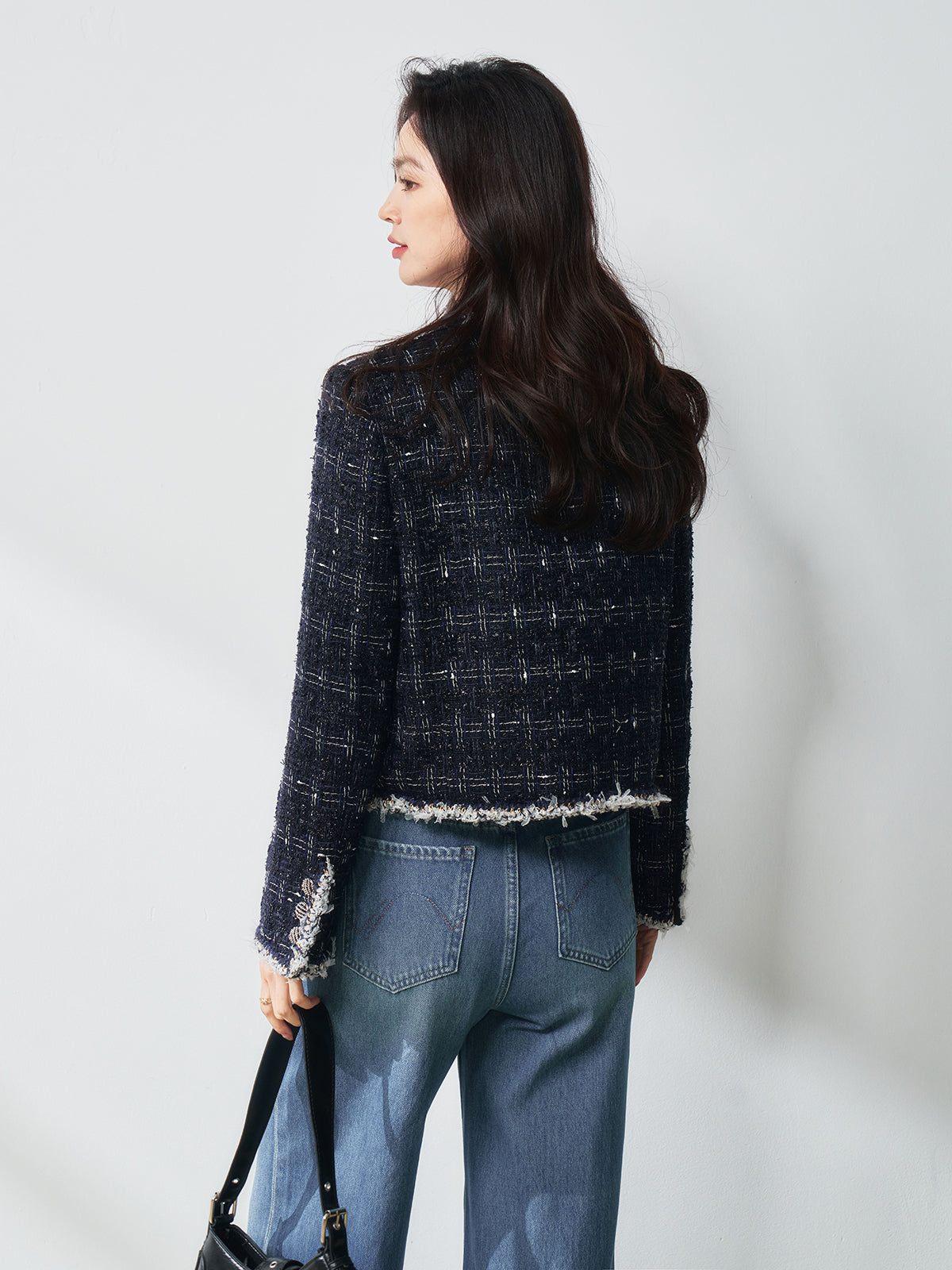 2025 Spring [Galaxy Moonlight] Elegant Textured Tweed Wool Jacket – Chic & Sophisticated