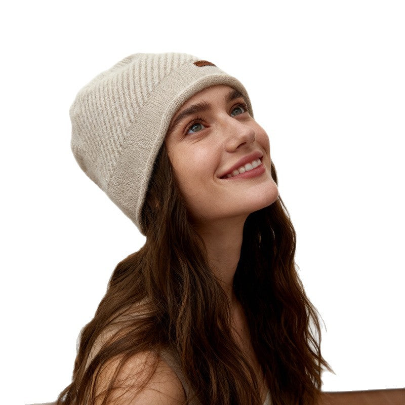 100% Cashmere Wool Warm Knitted Beanie for Women 25 Autumn Winter