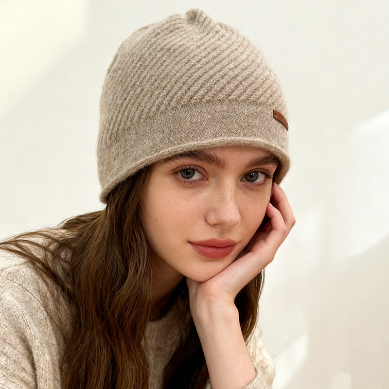 100% Cashmere Wool Warm Knitted Beanie for Women 25 Autumn Winter