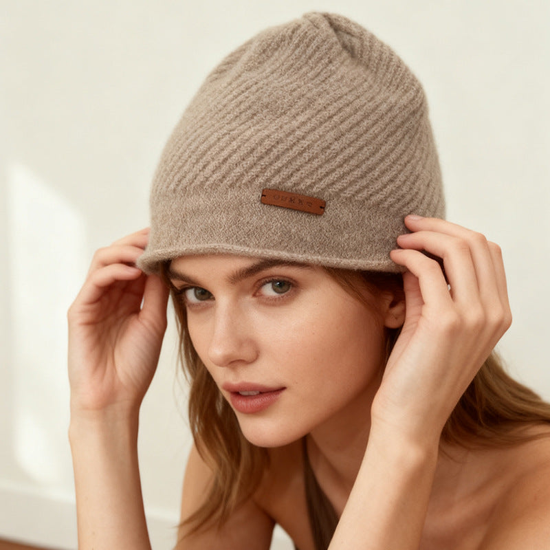 100% Cashmere Wool Warm Knitted Beanie for Women 25 Autumn Winter
