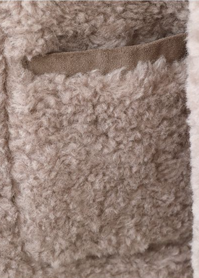 Reversible Genuine Shearling Coat – 100% Wool Stand Collar Jacket