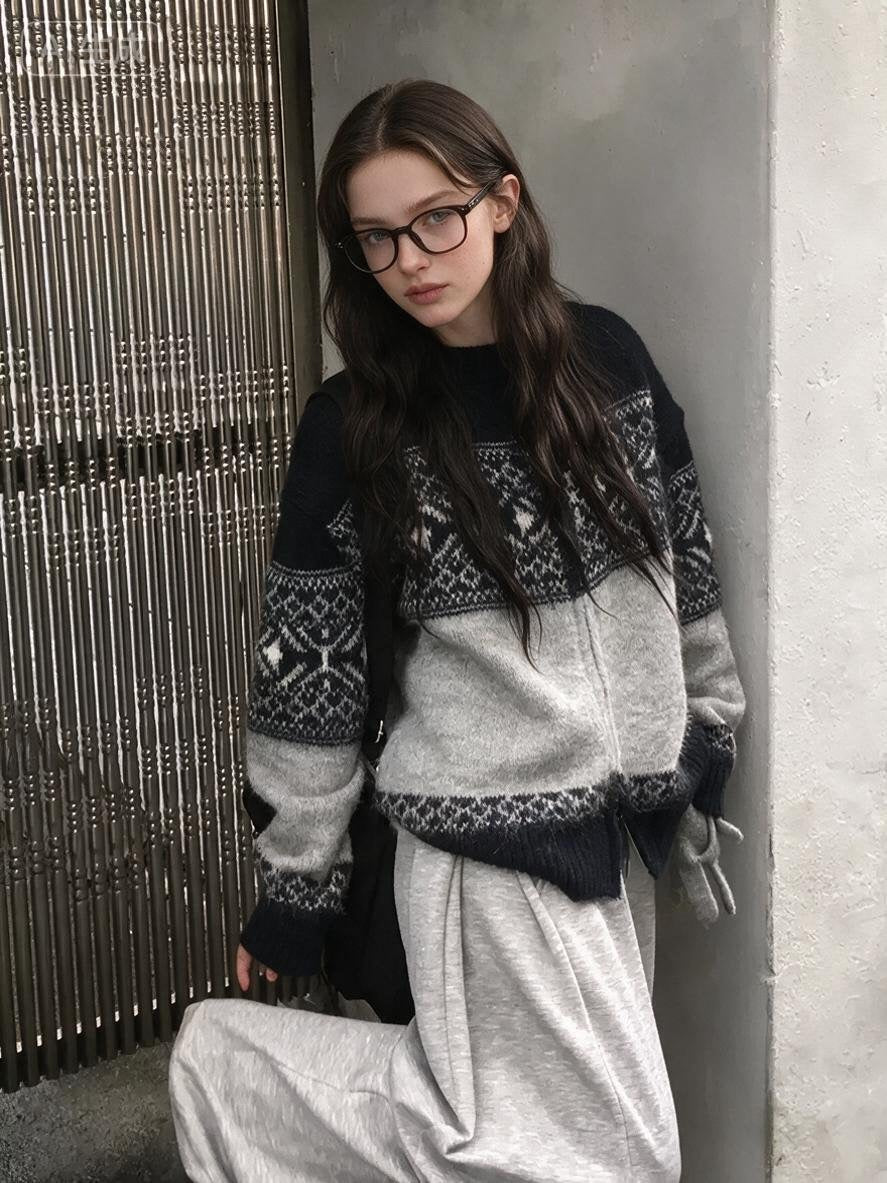 Snowflake Diamond Cardigan Sweater LAF2305