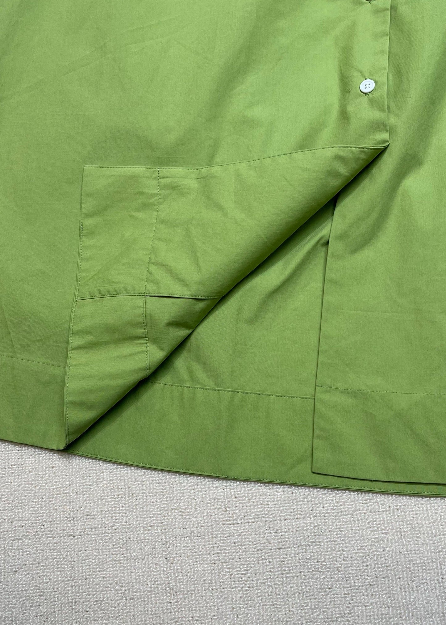 100% Cotton Belted Midi Shirt Dress – Green