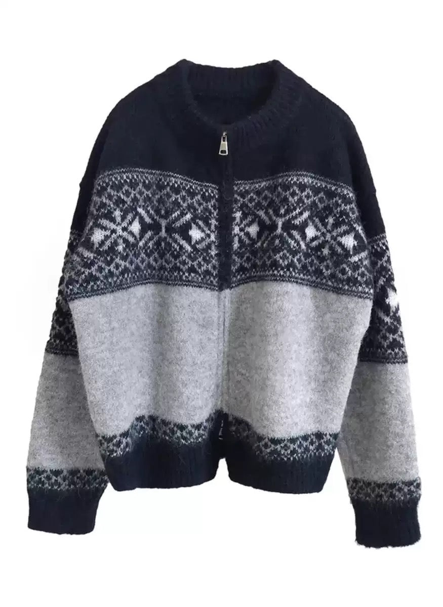 Snowflake Diamond Cardigan Sweater LAF2305