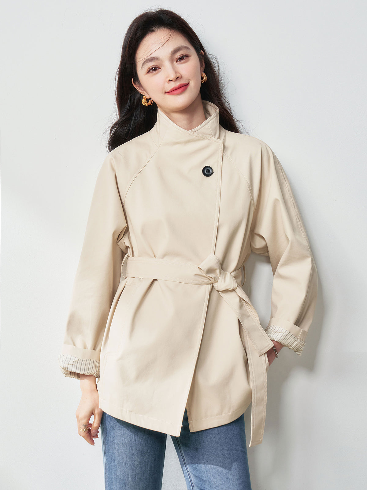 2025 New Spring Women's Simple Stand Collar Trench Coat | Single Button British Style Casual Versatile Designer Jacket