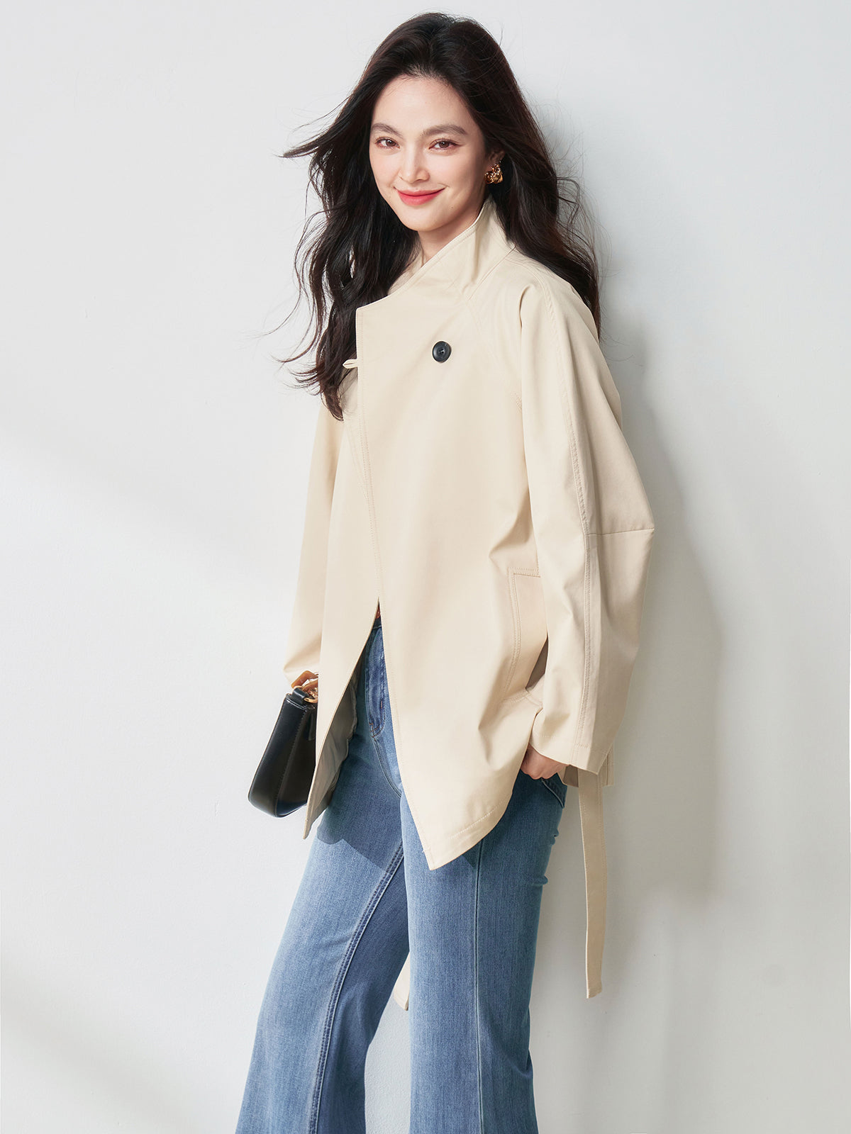 2025 New Spring Women's Simple Stand Collar Trench Coat | Single Button British Style Casual Versatile Designer Jacket